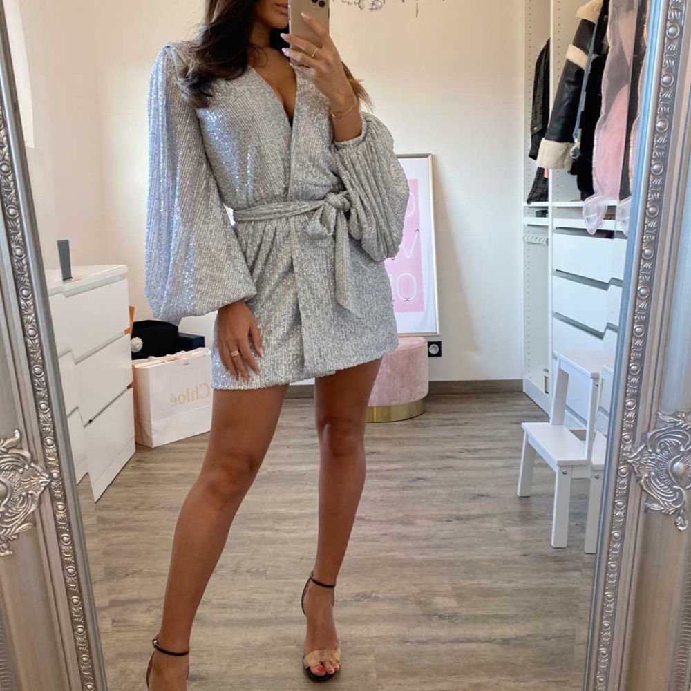House of CB Verina Sequin Wrap Dress